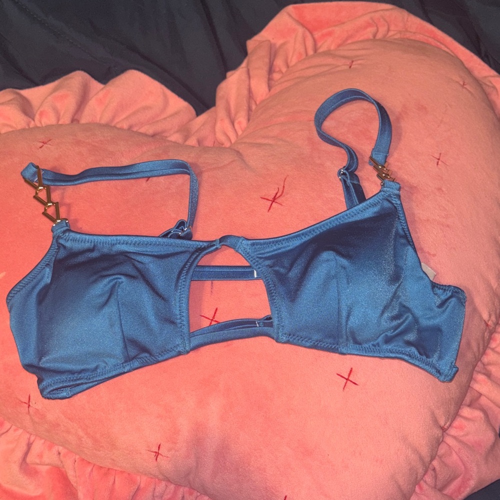 Victoria's Secret Blue Bikini Top with Cut-Out Design